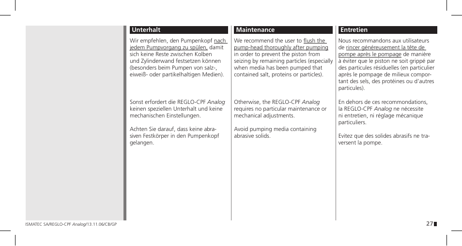 IDEX Health & Science REGLO CPF Analog User Manual | Page 27 / 36
