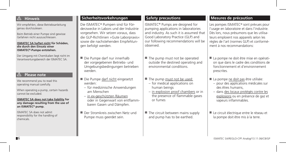 IDEX Health & Science REGLO CPF Analog User Manual | Page 6 / 36