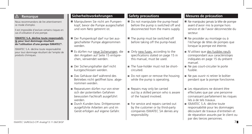 IDEX Health & Science REGLO CPF Analog User Manual | Page 7 / 36