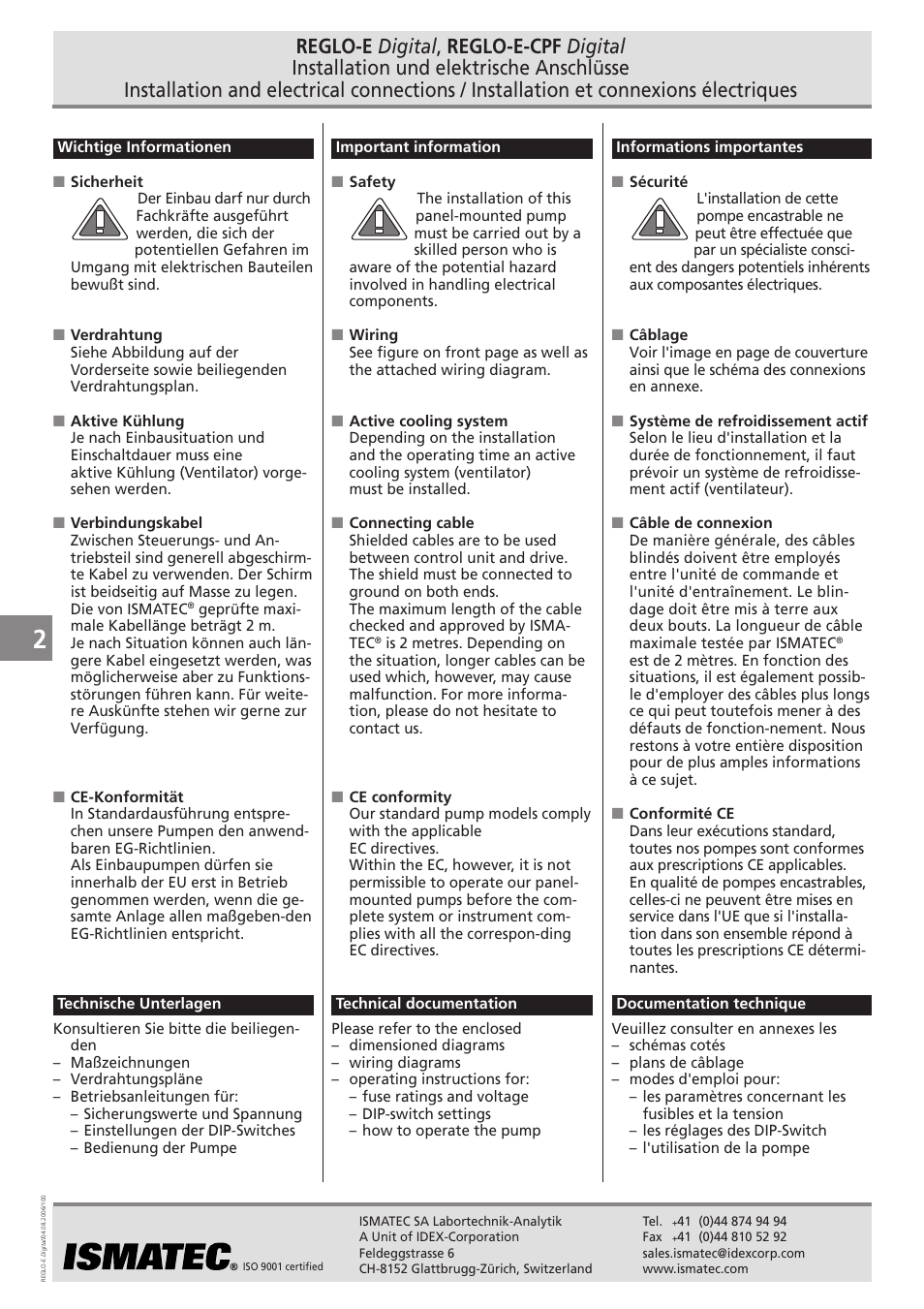 IDEX Health & Science REGLO OEM Digital User Manual | Page 2 / 10