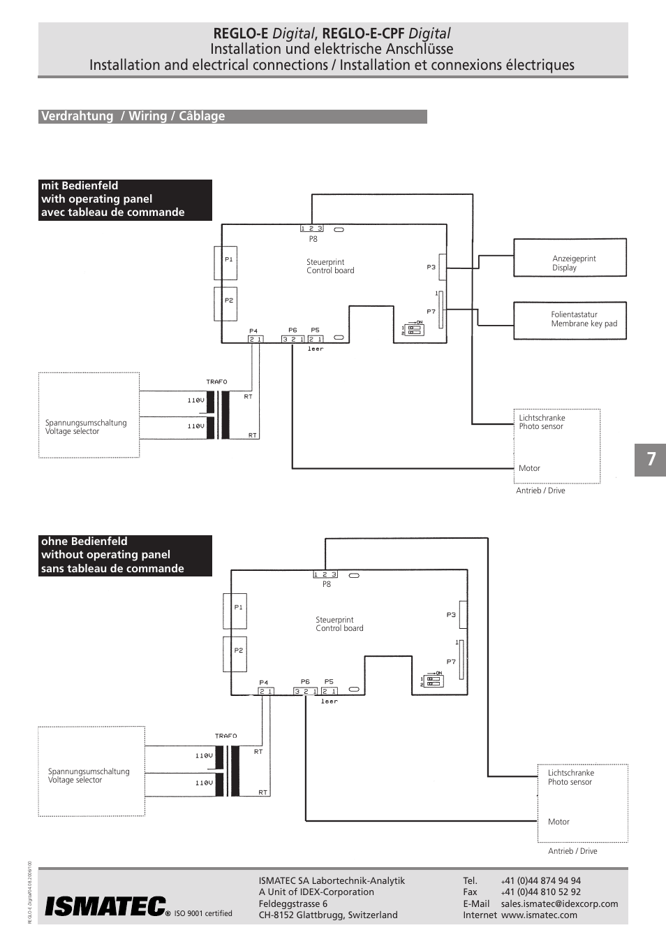 Verdrahtung / wiring / câblage | IDEX Health & Science REGLO OEM Digital User Manual | Page 7 / 10