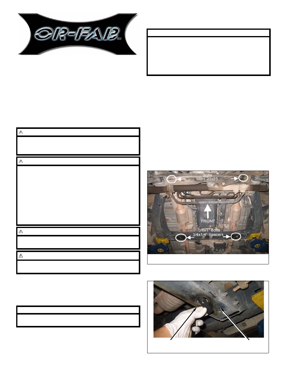 OR-Fab 87041 00-06 TOYOTA TUNDRA / 01-07 SEQUOIA TRANS. SKID PLATE/CAT THEFT SHIELD User Manual | 2 pages