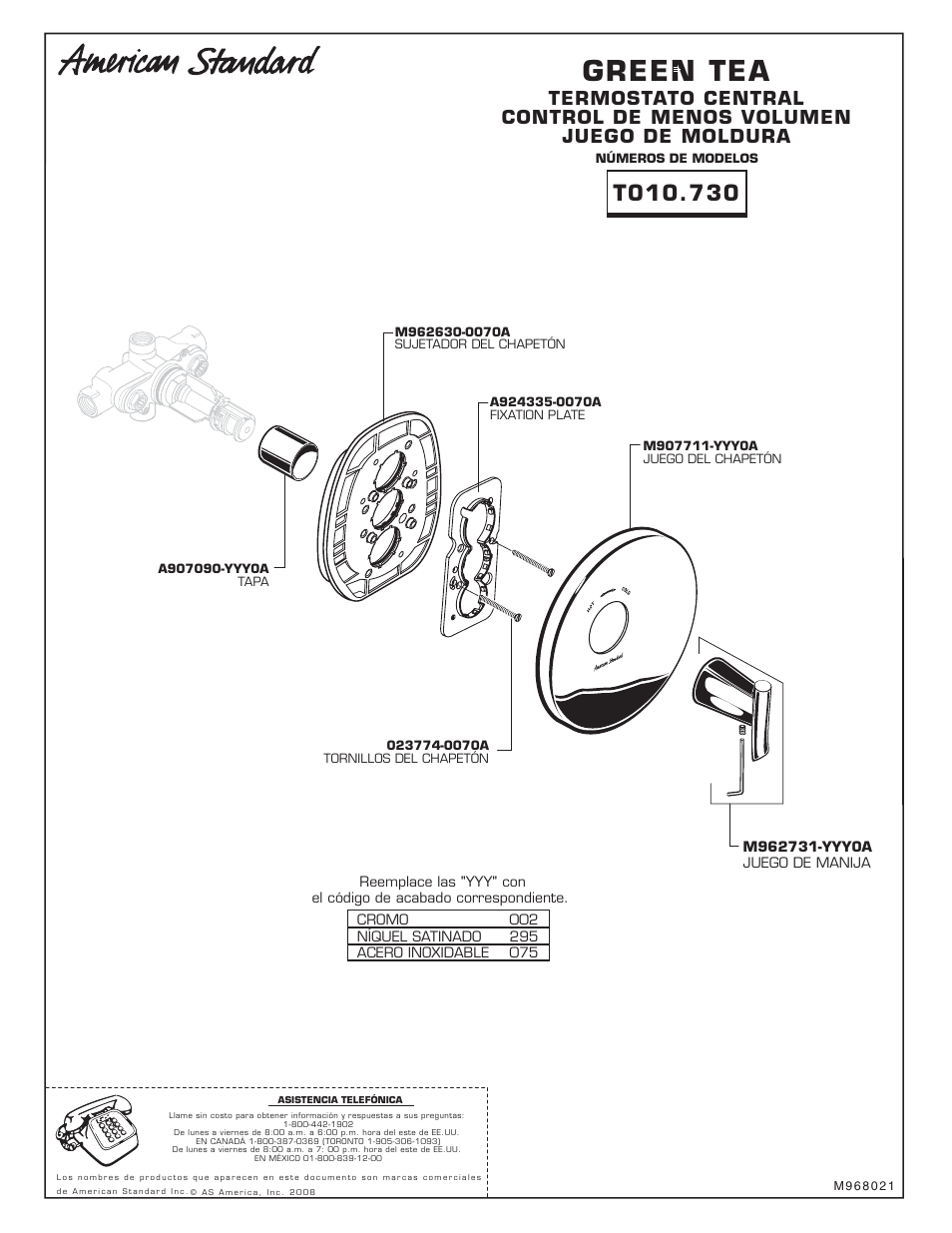 Green tea | American Standard T010.730 User Manual | Page 9 / 9