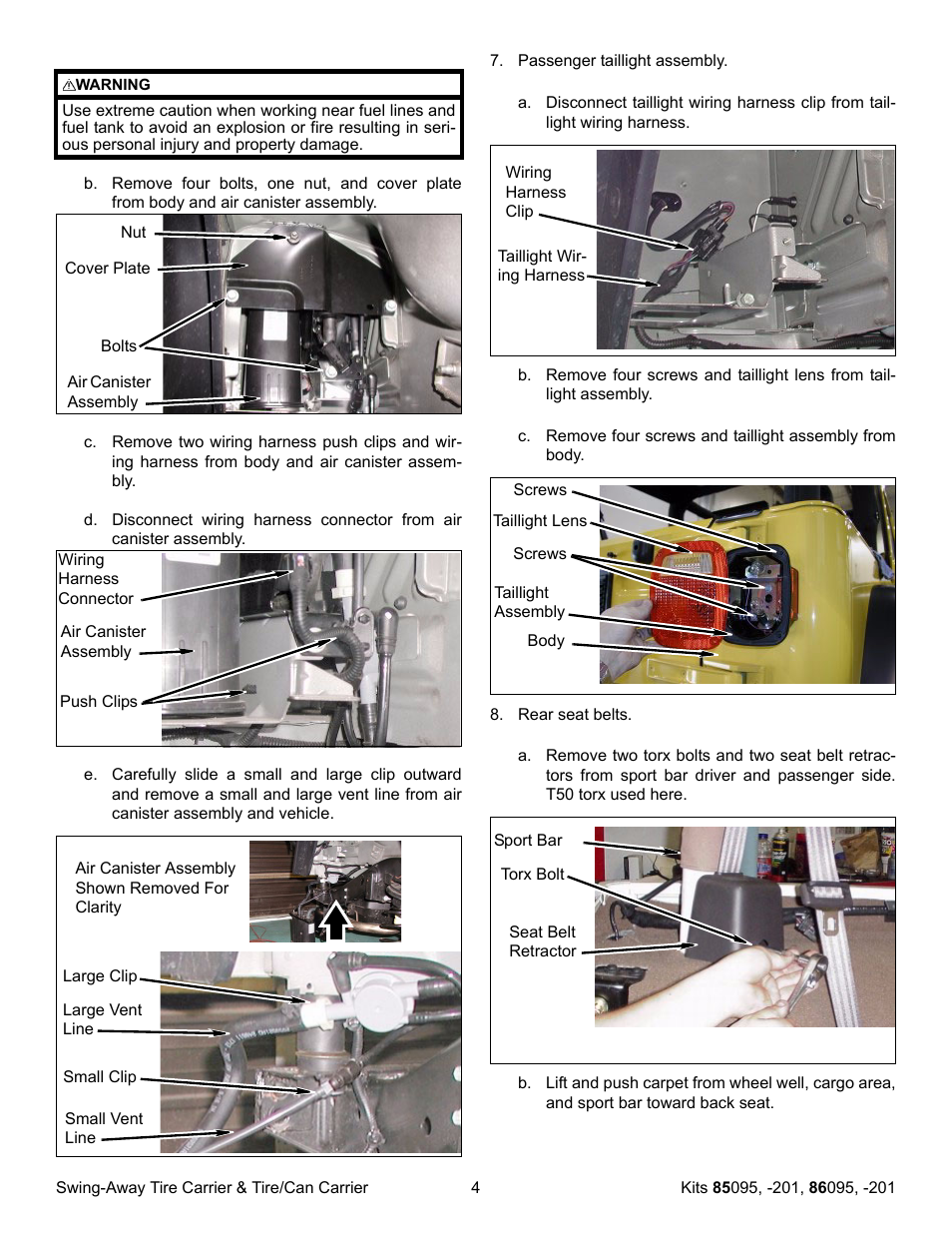 OR-Fab 86201 JEEP TJ SWING AWAY SPARE TIRE CARRIER - NON CANISTER User Manual | Page 4 / 12