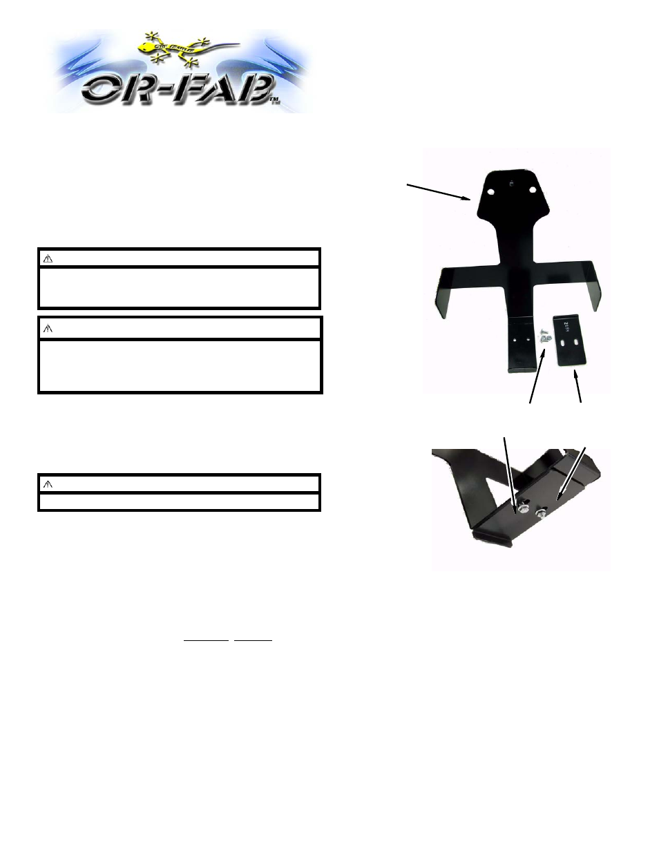 OR-Fab 87013 JEEP FUEL CAN ADAPTER KIT FOR NON-LIP GAS CAN User Manual | 2 pages