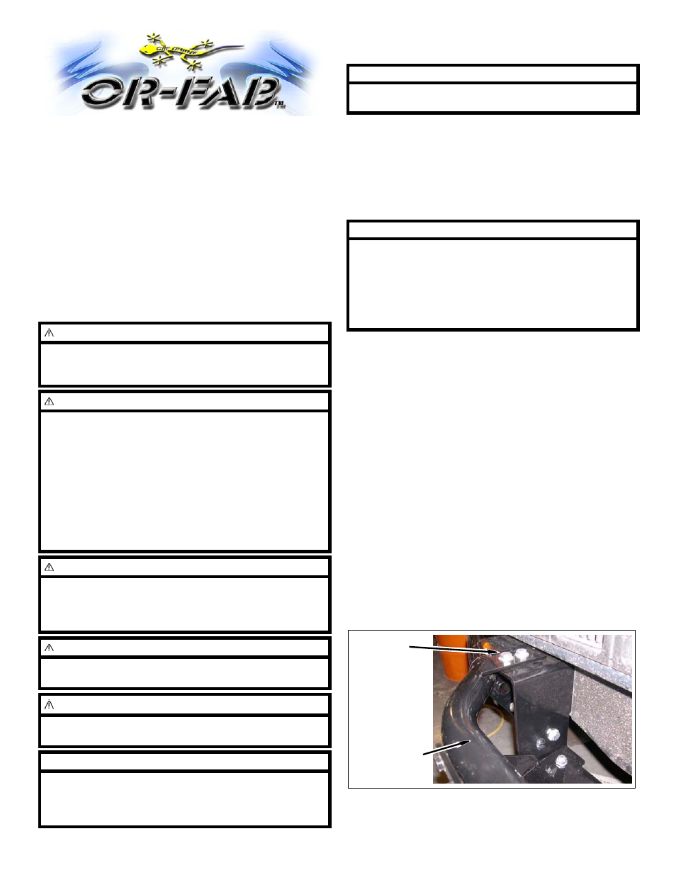 OR-Fab 87016 BUMPER GRILL GUARD HOOP User Manual | 2 pages
