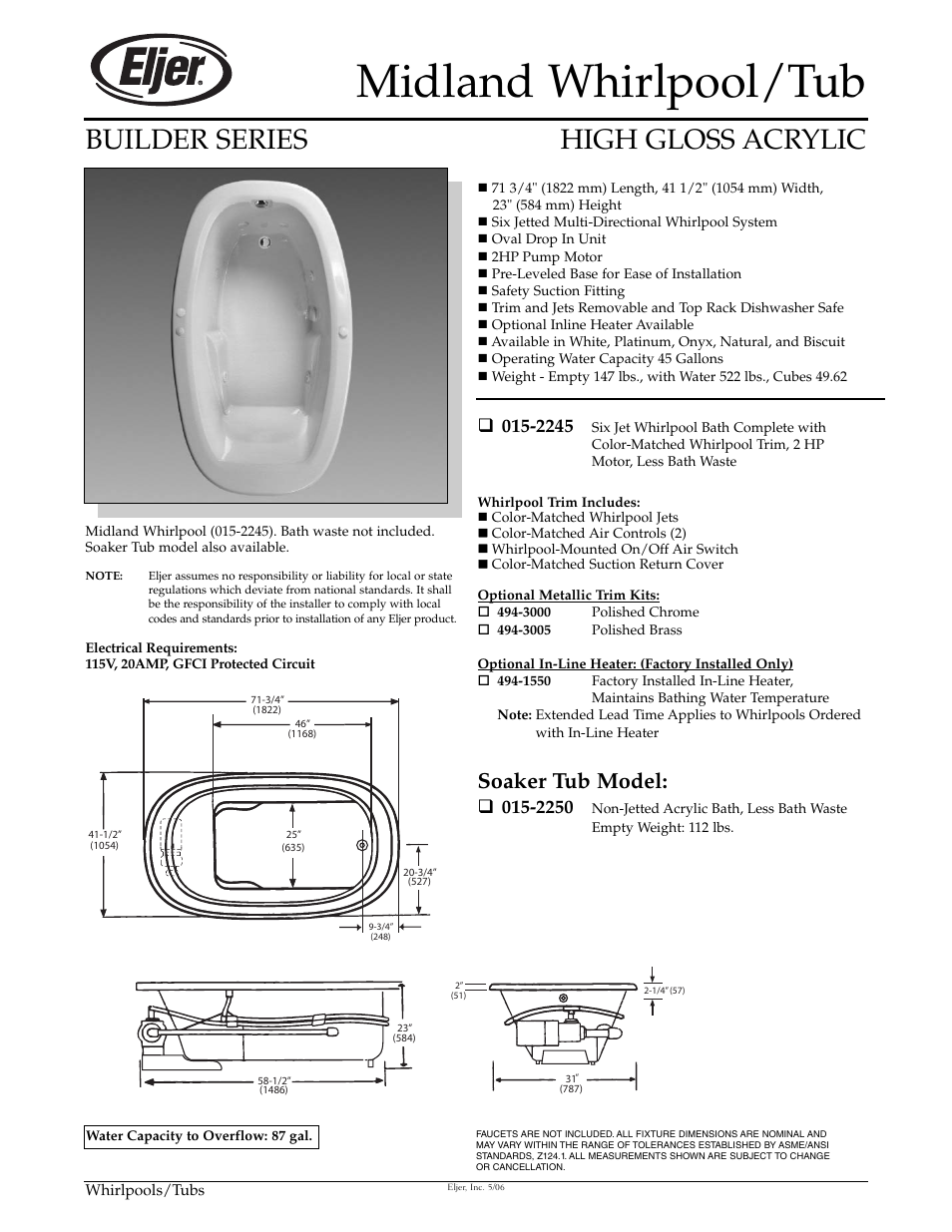 American Standard 015-2245 User Manual | 1 page