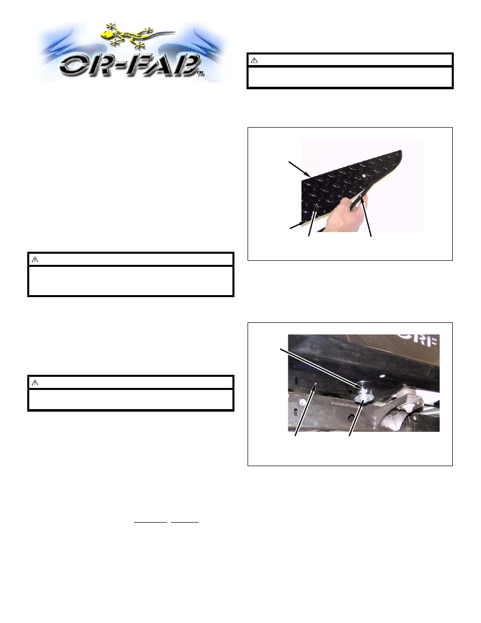 OR-Fab 87200 STREET SLIDER SIDE STEP JEEP TJ (NOT UNLIMITED) User Manual | 2 pages