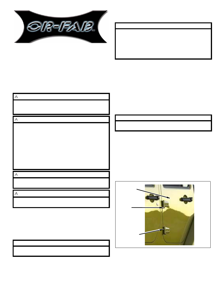OR-Fab 88003 ROCK DOORS - REAR - JK UNLIMITED User Manual | 4 pages