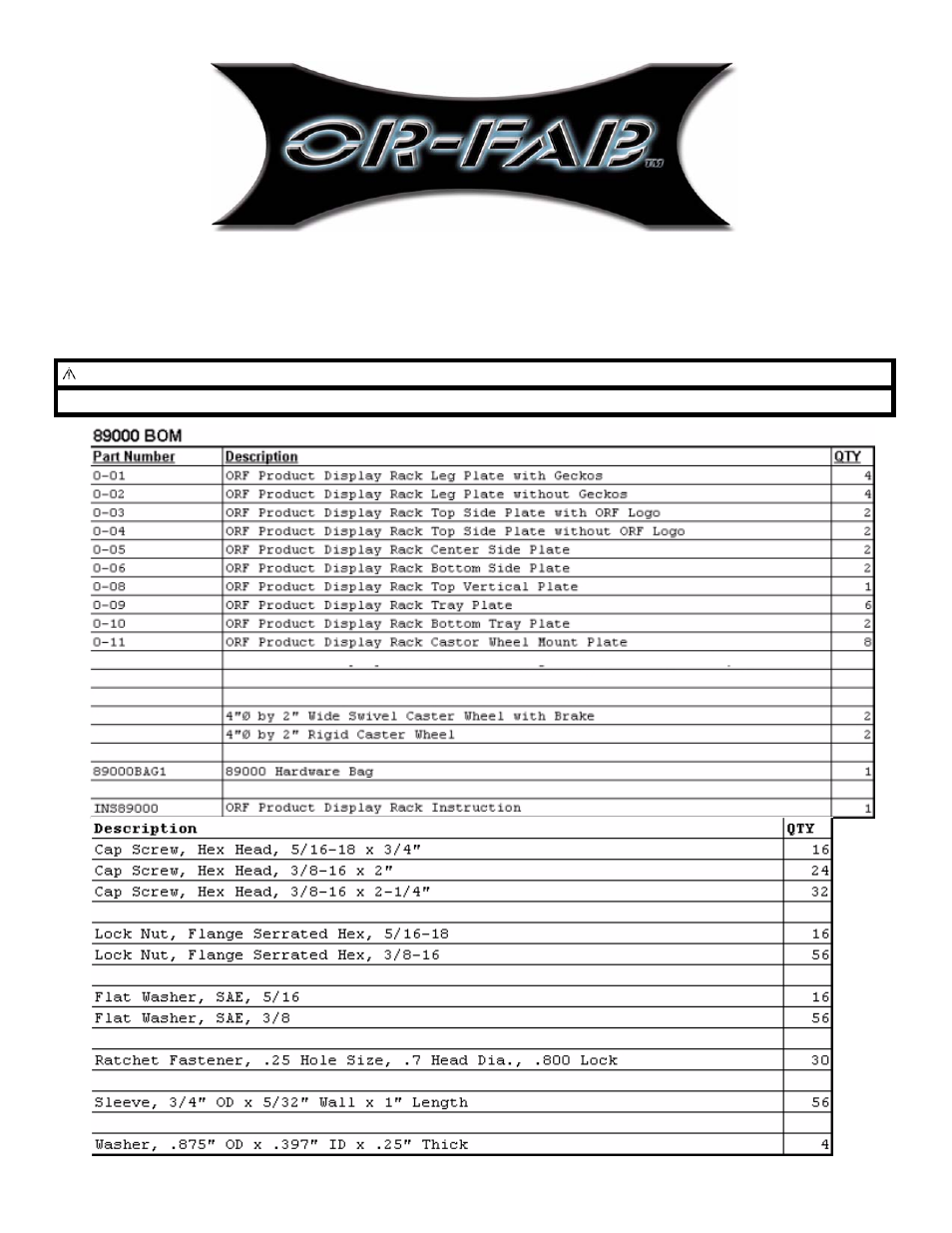 OR-Fab 89000 ORF PRODUCT DISPLAY RACK User Manual | 18 pages