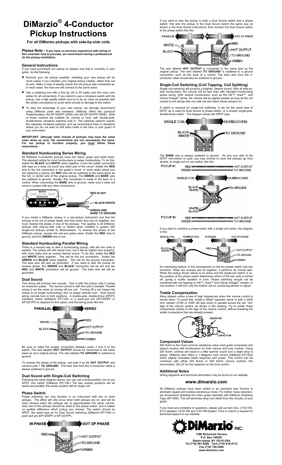 DiMarzio Super Distortion 8 User Manual | 1 page