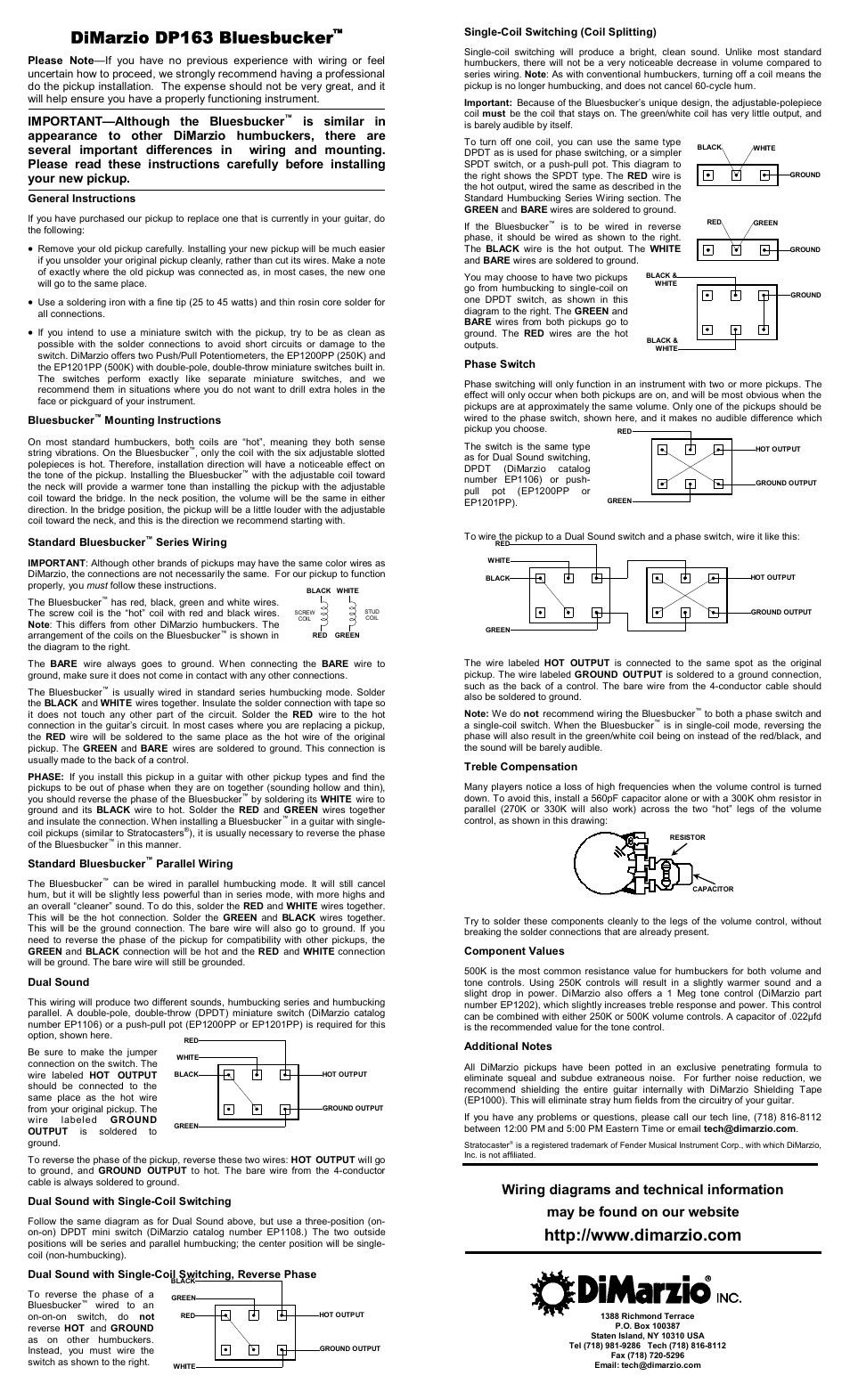 DiMarzio Bluesbucker User Manual | 1 page