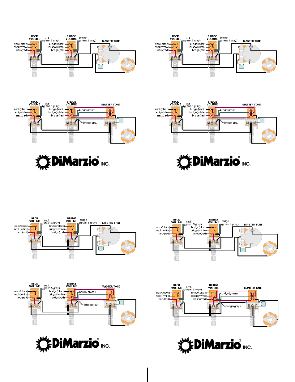 Alternative wiring possibilities | DiMarzio Area J Set User Manual | Page 2 / 2