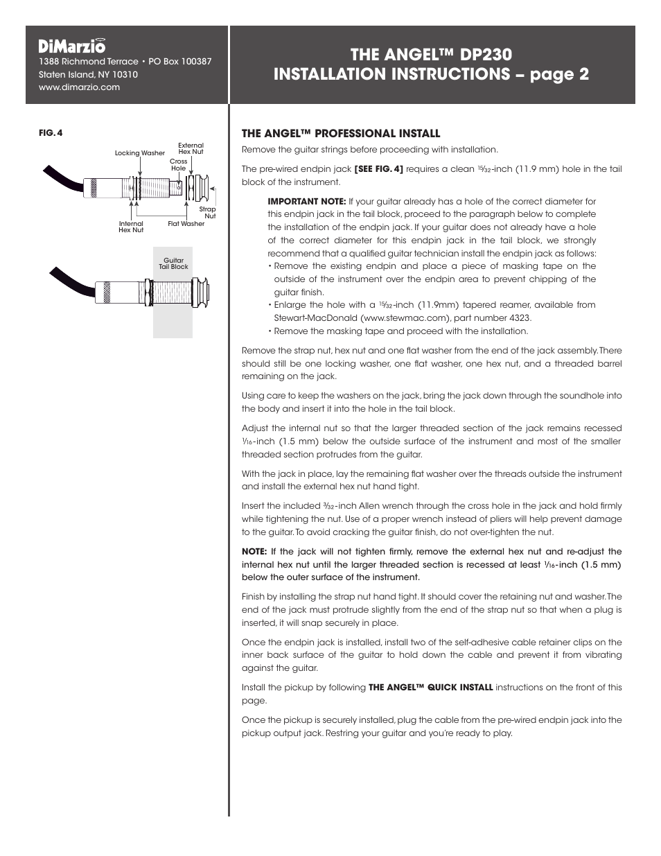 DiMarzio The Angel User Manual | Page 2 / 2