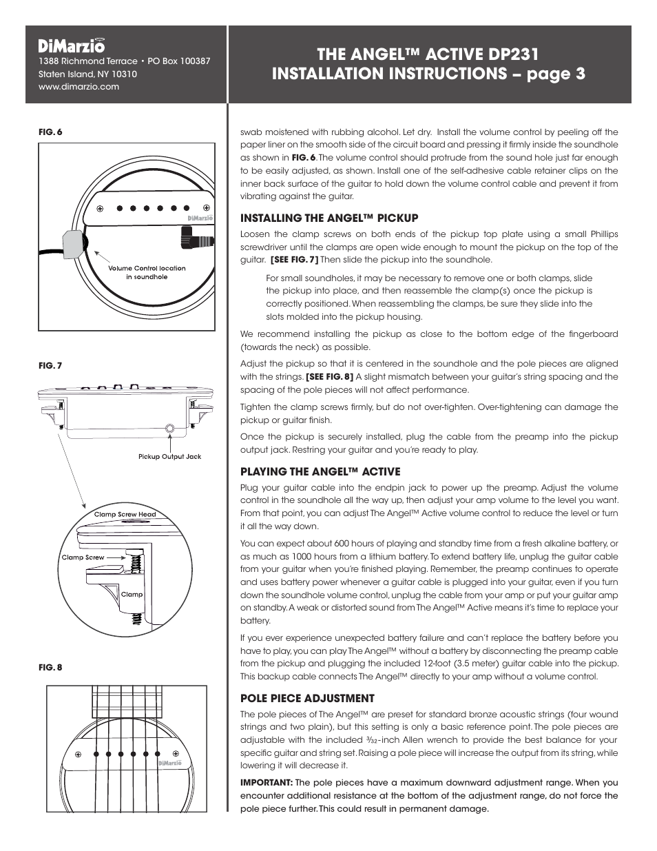 DiMarzio The Angel Active User Manual | Page 3 / 3