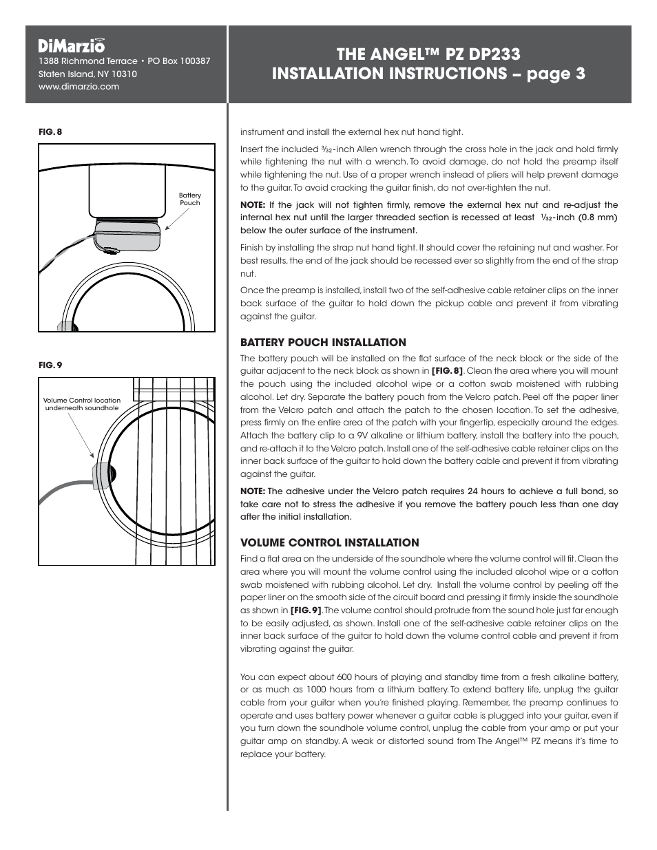 DiMarzio The Angel PZ User Manual | Page 3 / 3