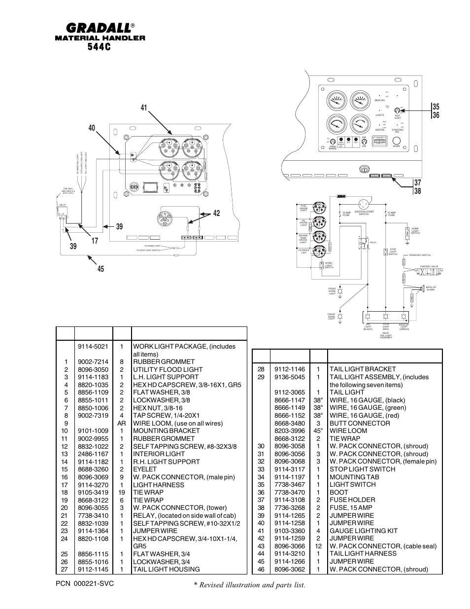 Revised illustration and parts list, Item part no. qty. description of part | Gradall 544C-10 User Manual | Page 140 / 171