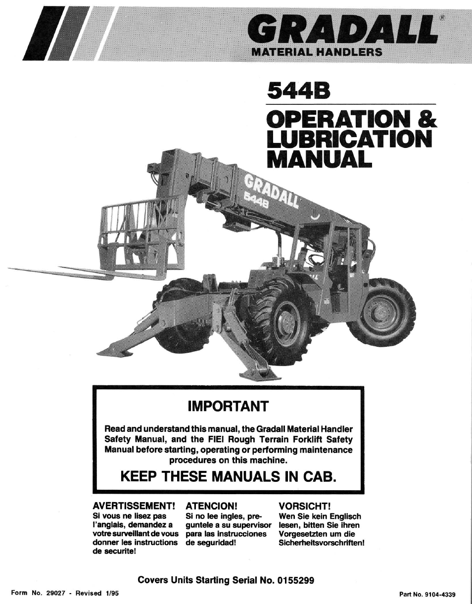 Gradall 544B Operation Manual User Manual | 40 pages