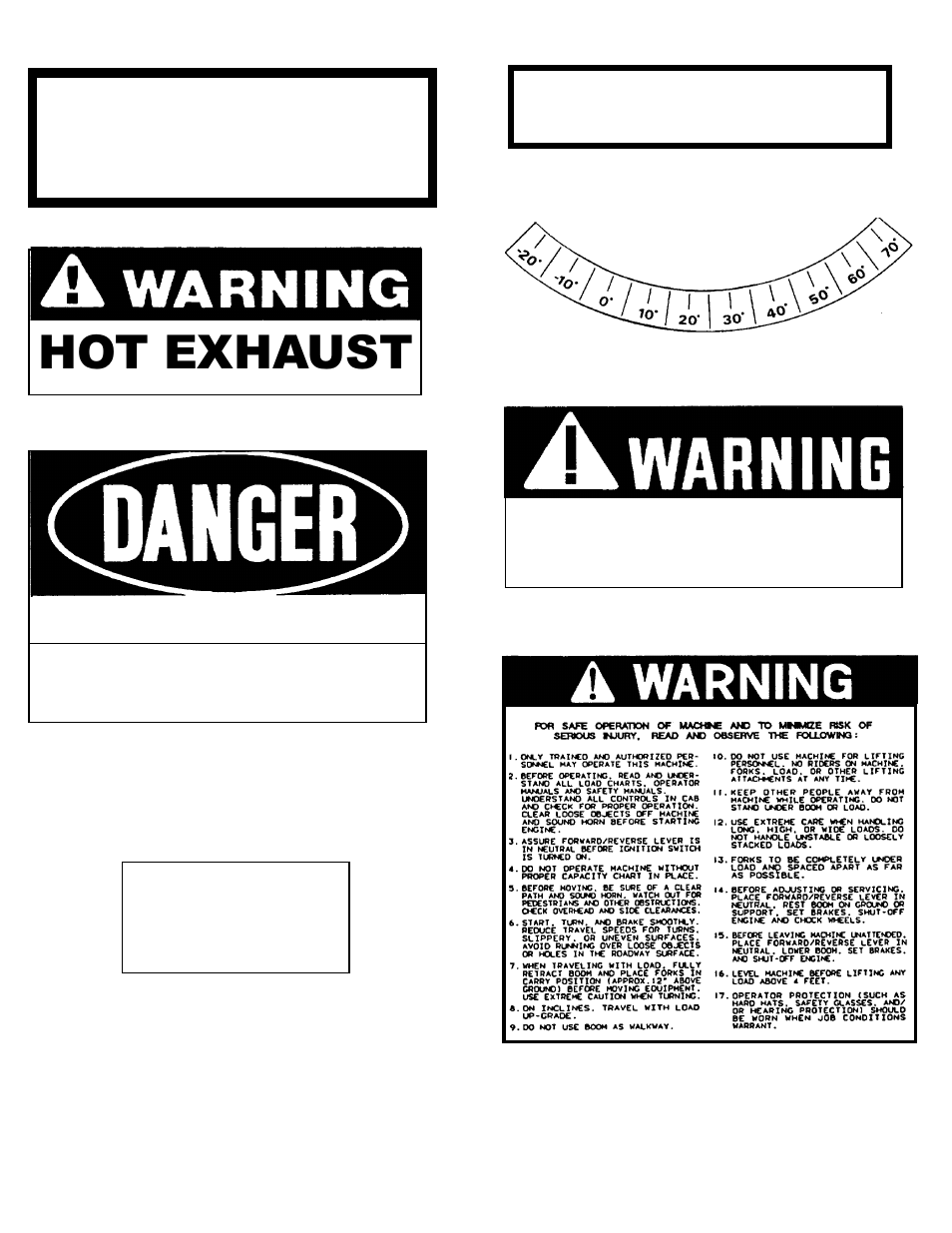 Hot exhaust, Hydraulic oil, Fuel-diesel | Gradall 544B Operation Manual User Manual | Page 9 / 40