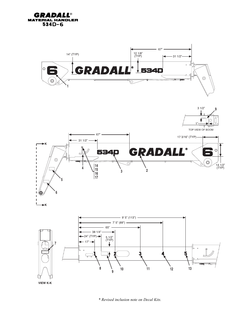 Miscellaneous boom decals | Gradall 534D-6T Parts Manual User Manual | Page 183 / 258