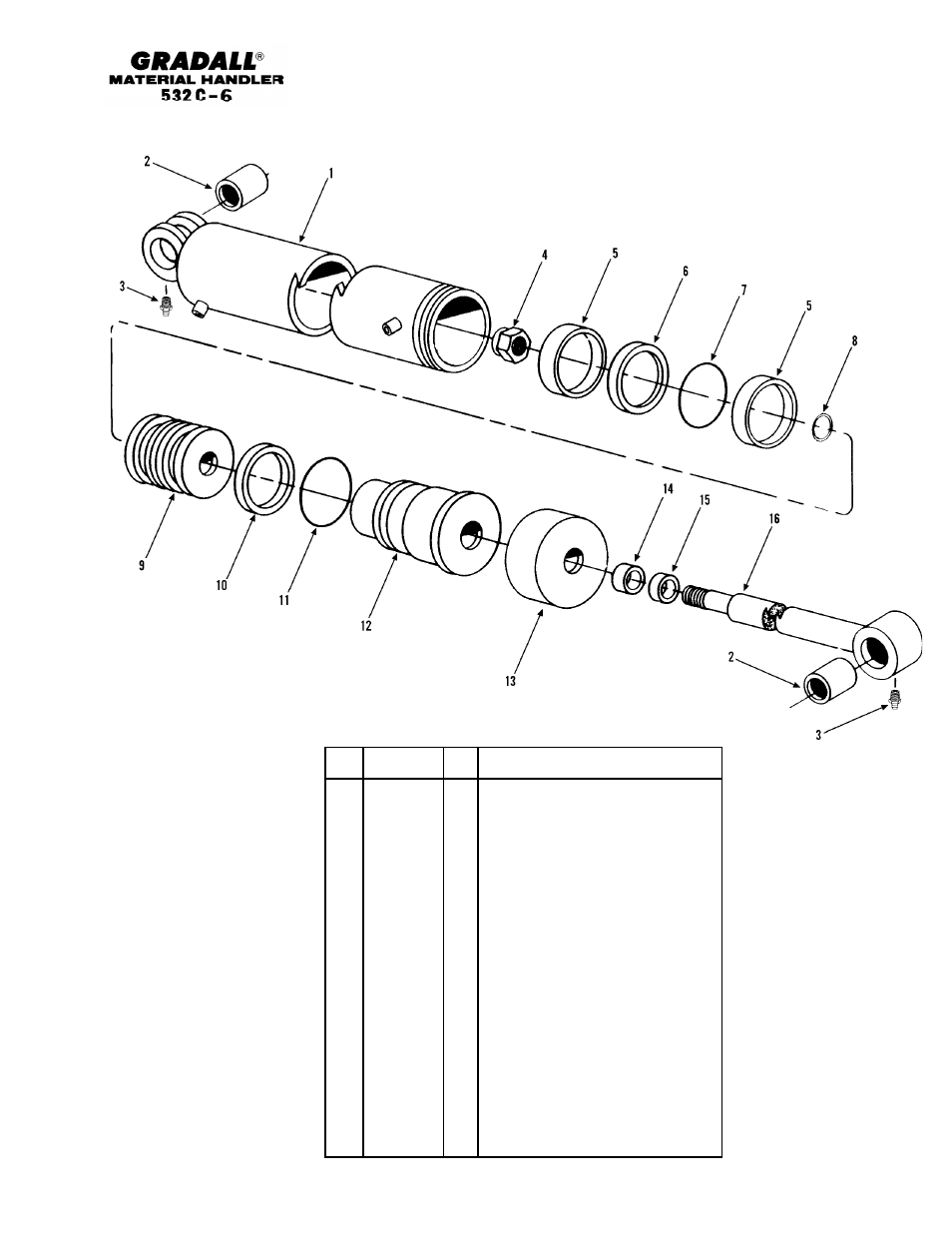 Hydraulic components compensating cylinder (532) | Gradall 534C-6 Parts Manual User Manual | Page 212 / 380