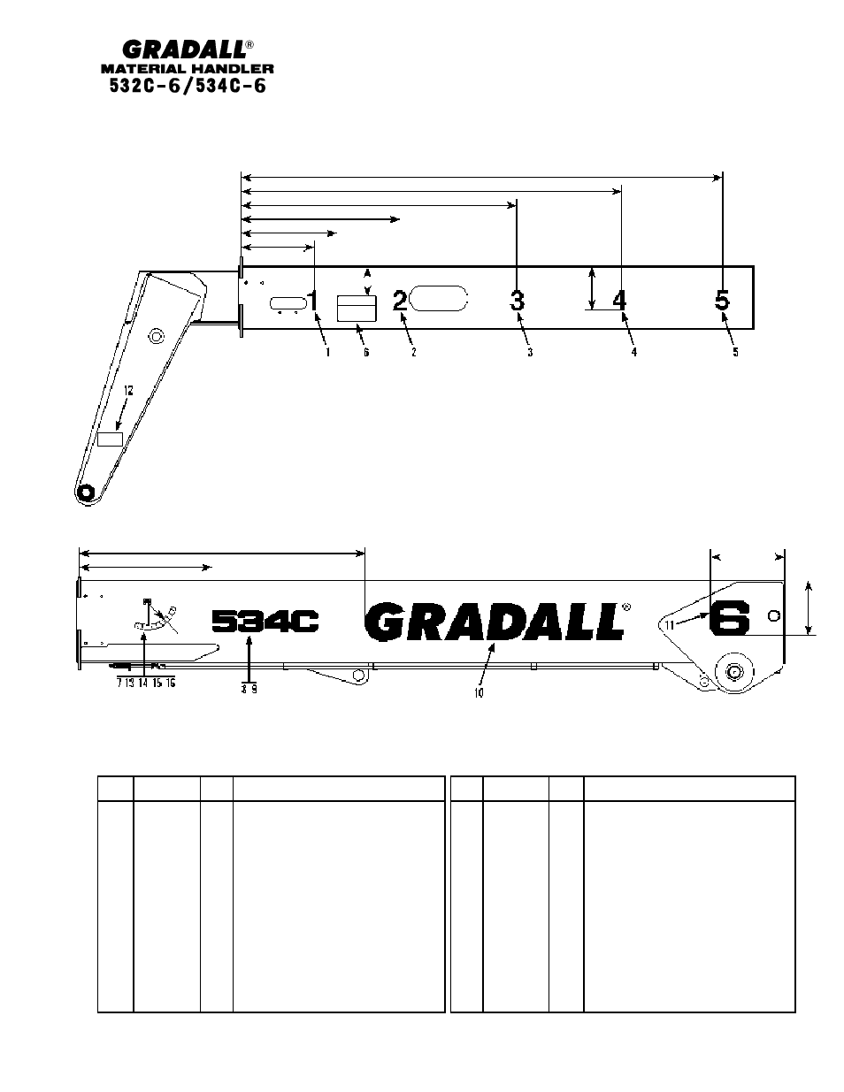 Miscellaneous boom decals | Gradall 534C-6 Parts Manual User Manual | Page 281 / 380