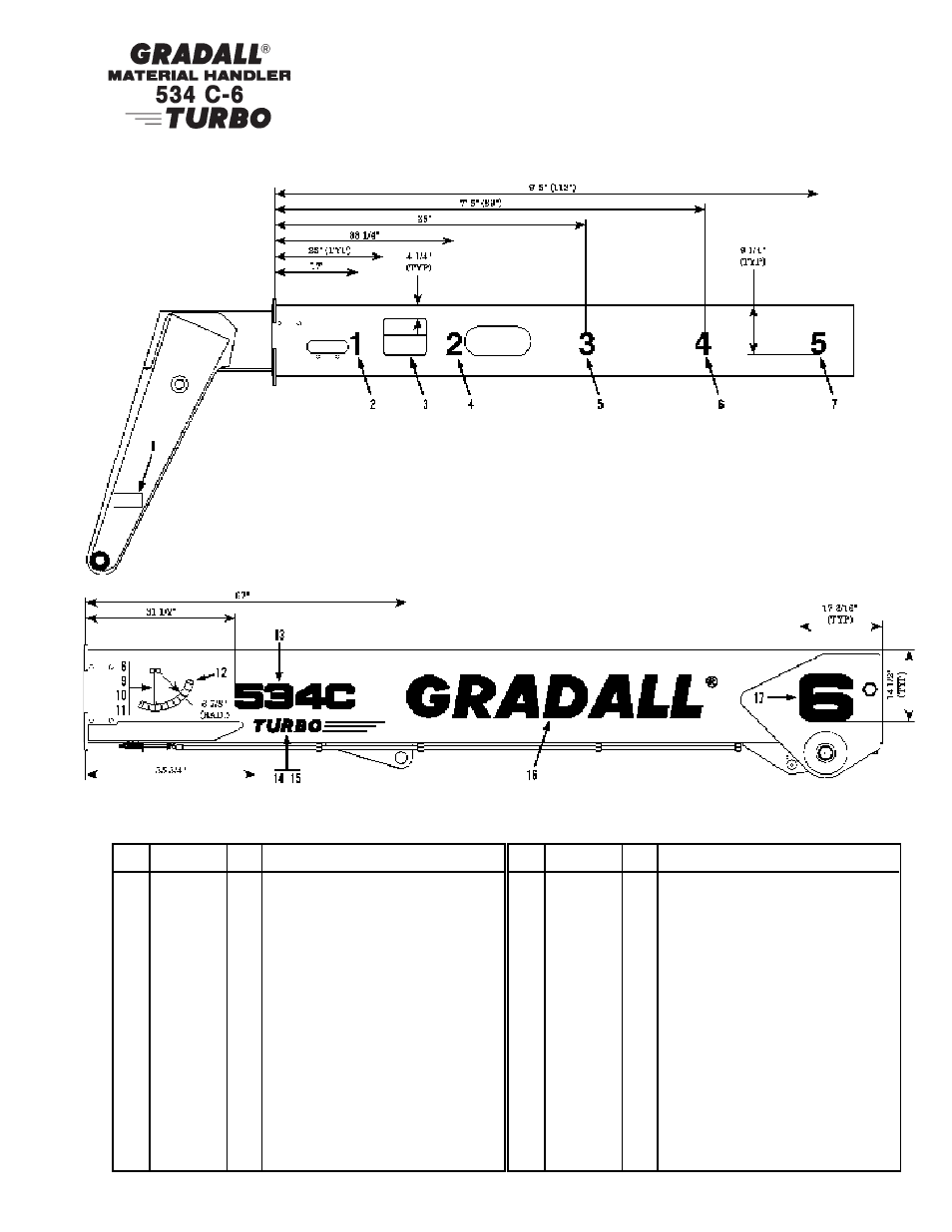 Miscellaneous boom decals (534c-6 turbo) | Gradall 534C-6 Parts Manual User Manual | Page 282 / 380