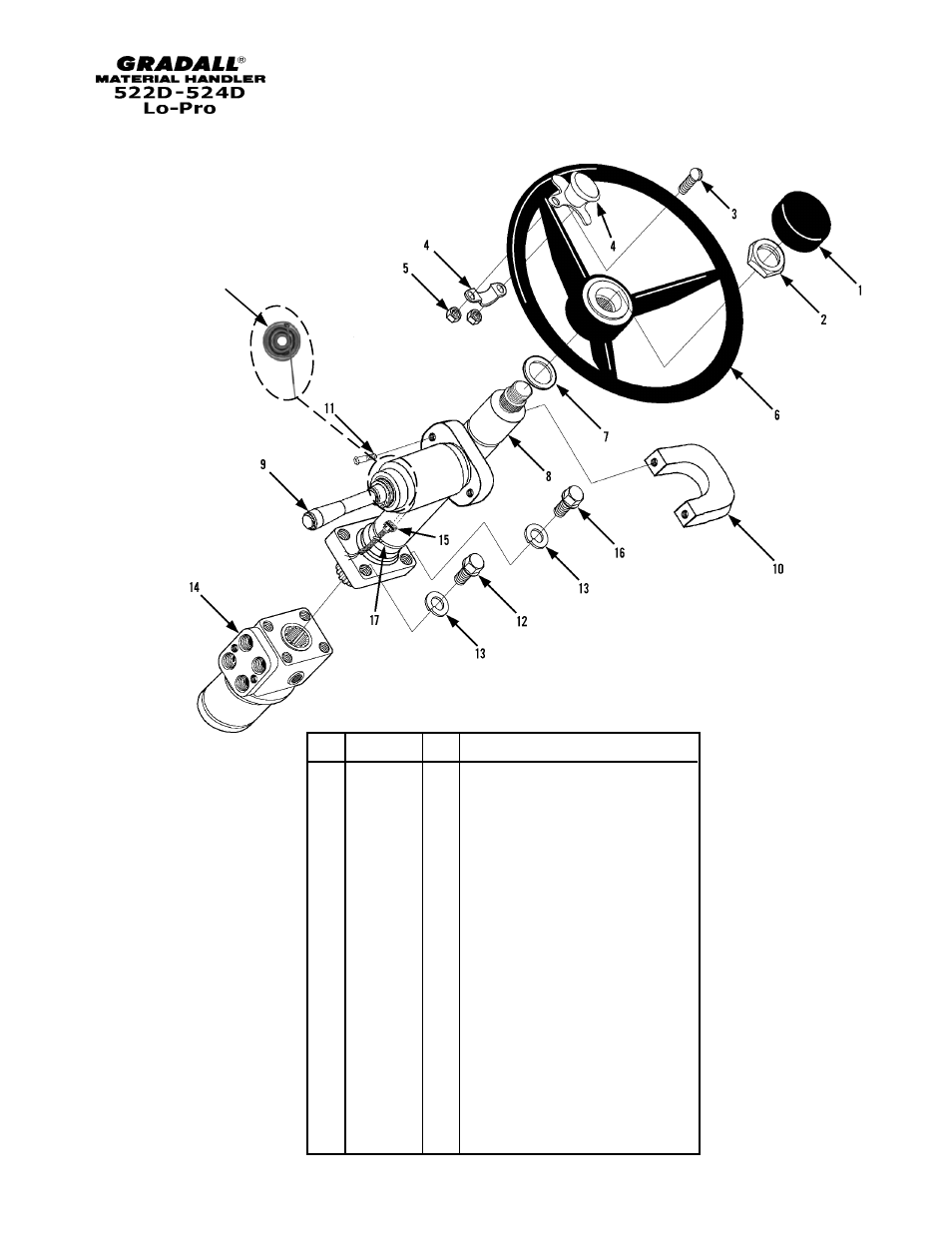 Controls steering column & attaching parts | Gradall 524D LoPro User Manual | Page 73 / 166