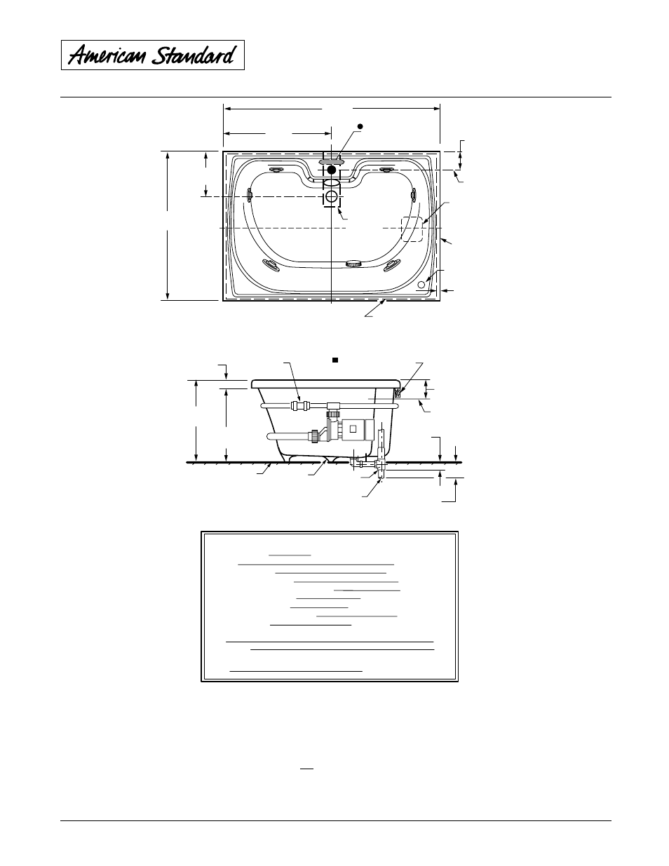 Williamsburg elite™ 5’ x 42, Whirlpools by american standard, High gloss acrylic | American Standard Williamsburg Elite Whirlpool 2805E User Manual | Page 2 / 2