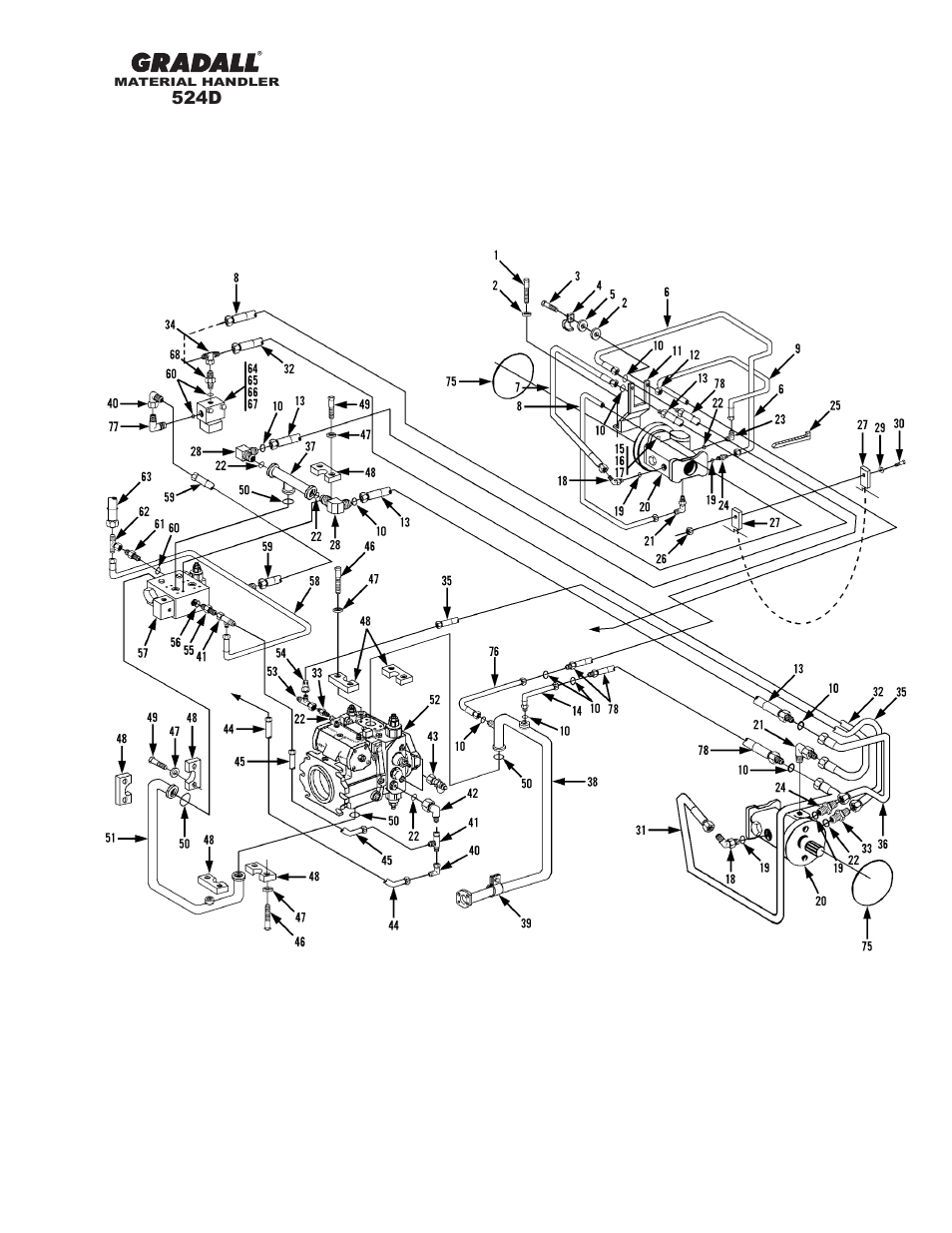 524d, Hydraulic circuits drive circuit - rear | Gradall 524D User Manual | Page 114 / 225