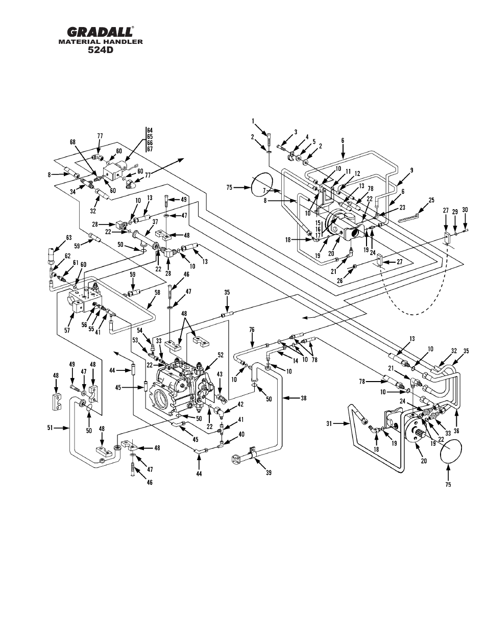 524d, Hydraulic circuits drive circuit - rear | Gradall 524D User Manual | Page 116 / 225