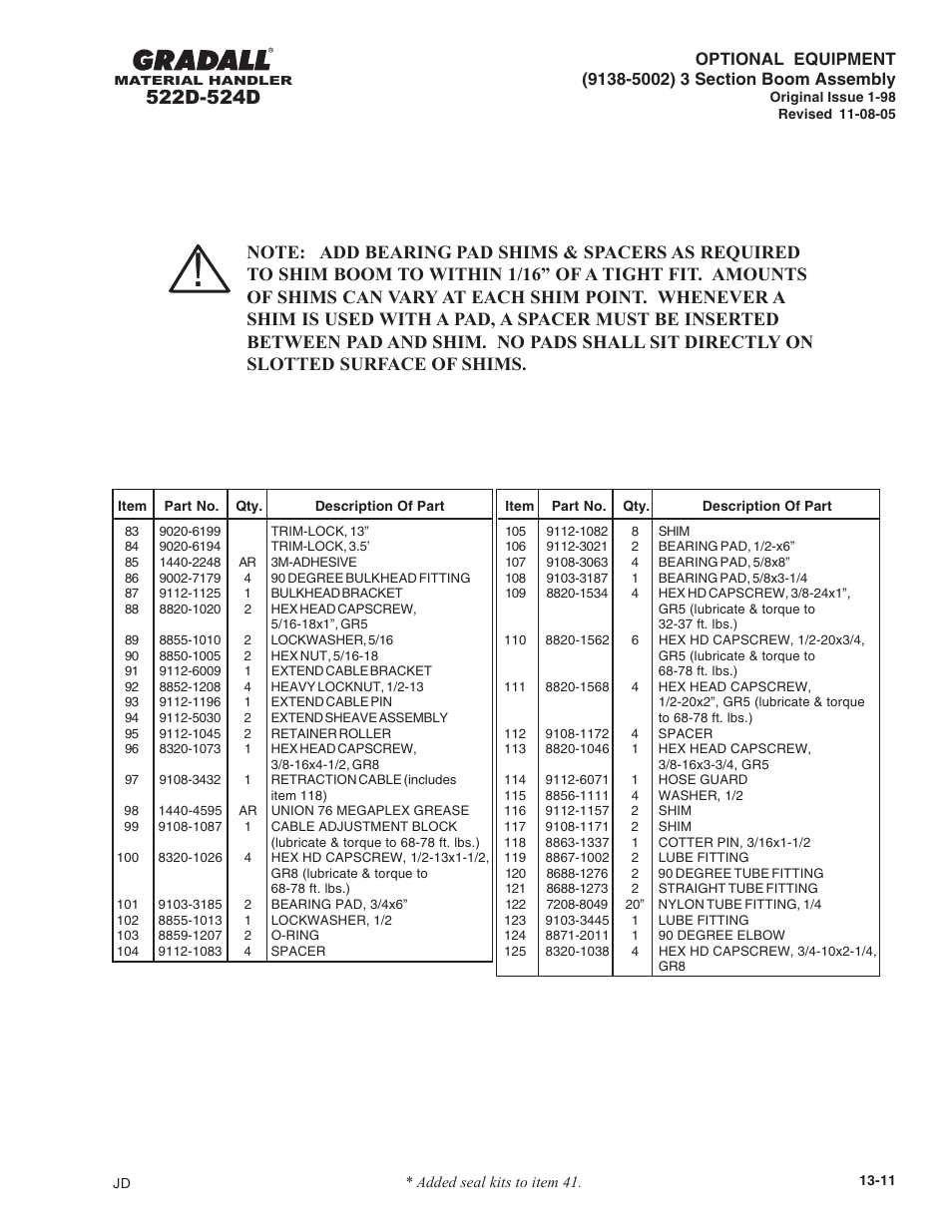 Gradall 524D User Manual | Page 184 / 225