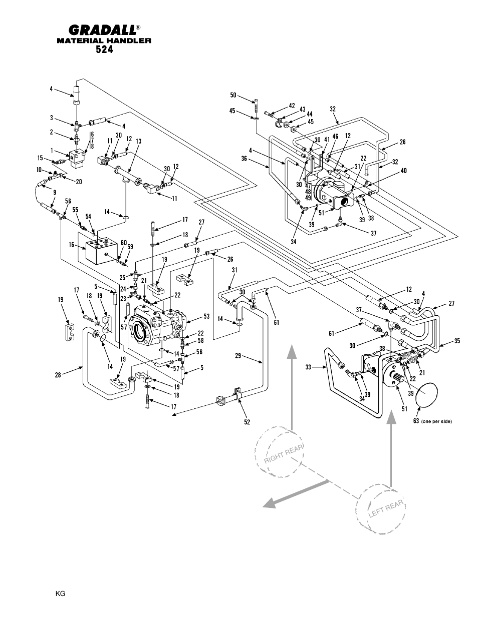 Hydraulic circuits (524) drive circuit - rear | Gradall 524 Parts Manual User Manual | Page 141 / 312