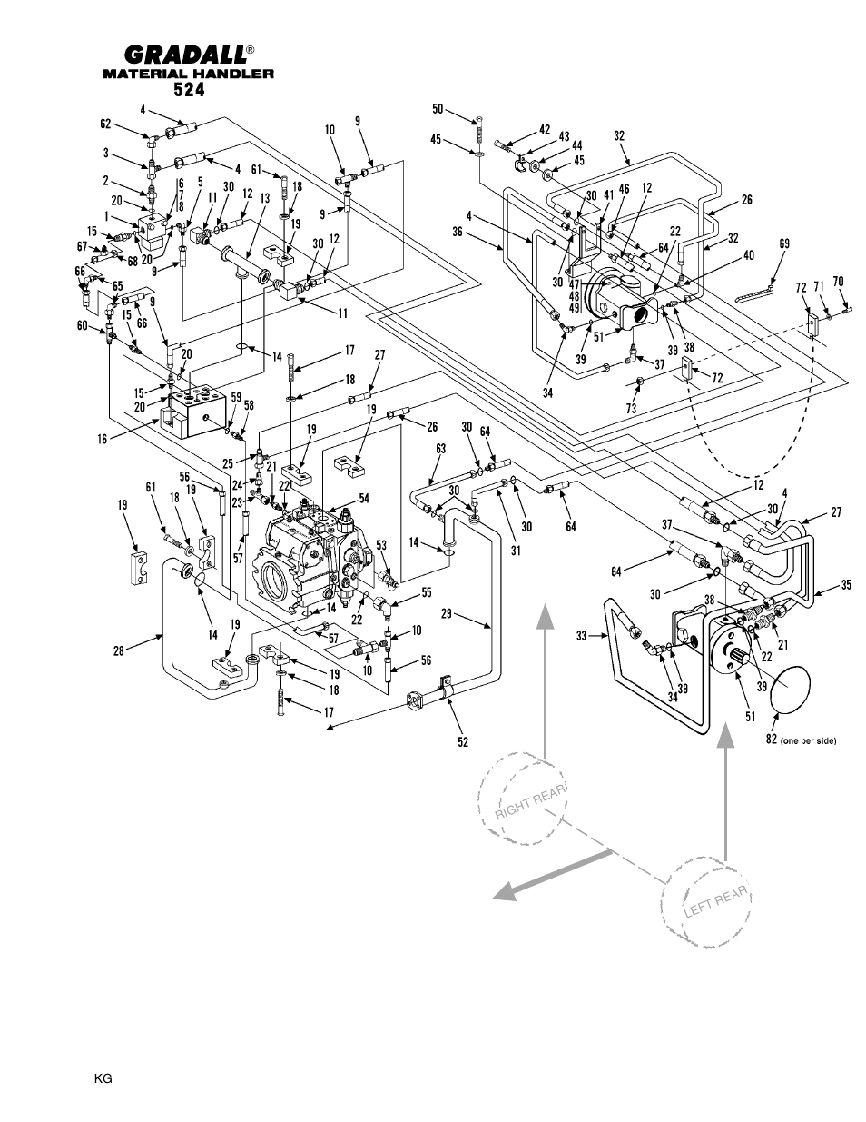 Hydraulic circuits (524) drive circuit - rear | Gradall 524 Parts Manual User Manual | Page 145 / 312