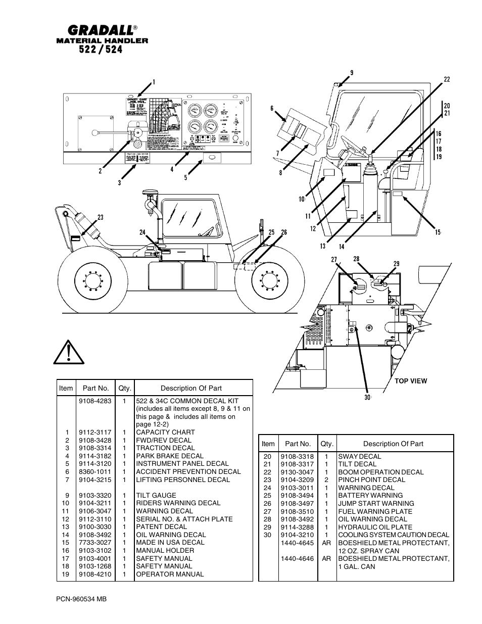 Miscellaneous frame decals | Gradall 524 Parts Manual User Manual | Page 225 / 312