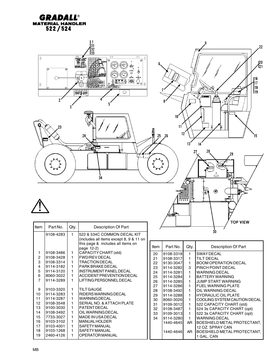 Miscellaneous frame decals | Gradall 524 Parts Manual User Manual | Page 226 / 312