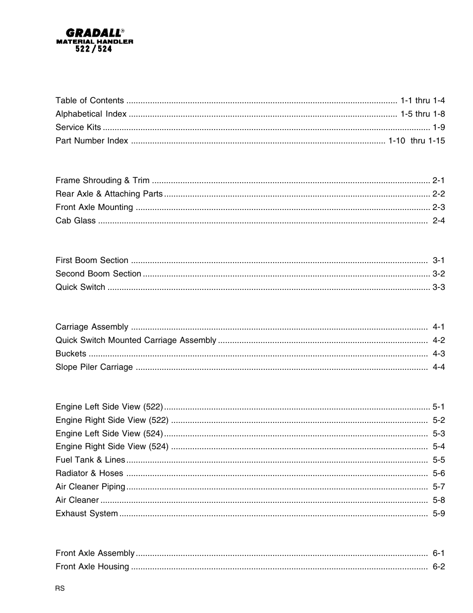 Section 1 introduction | Gradall 524 Parts Manual User Manual | Page 3 / 312