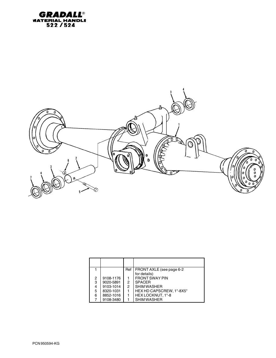 Chassis & attaching parts front axle mounting | Gradall 524 Parts Manual User Manual | Page 39 / 312