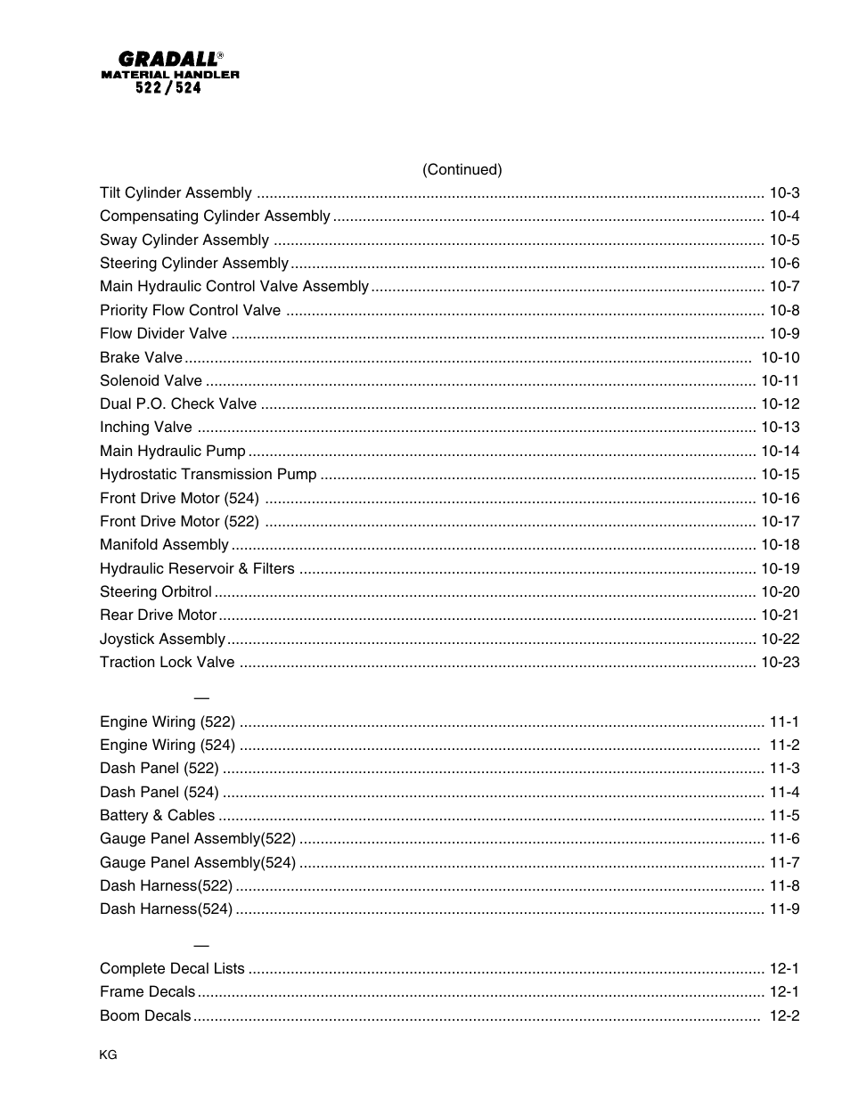 Gradall 524 Parts Manual User Manual | Page 5 / 312