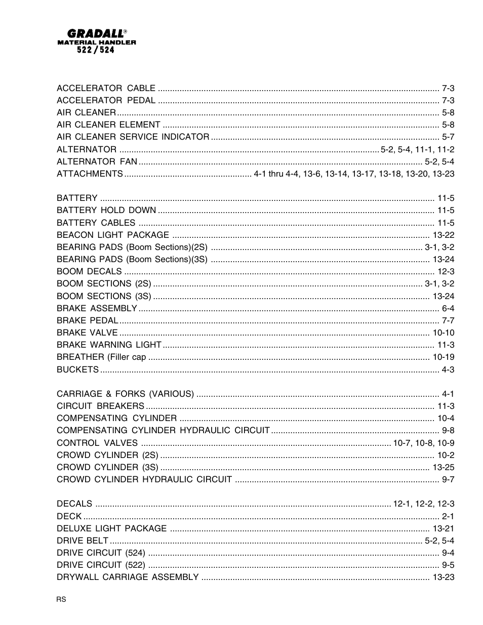 Gradall 524 Parts Manual User Manual | Page 7 / 312