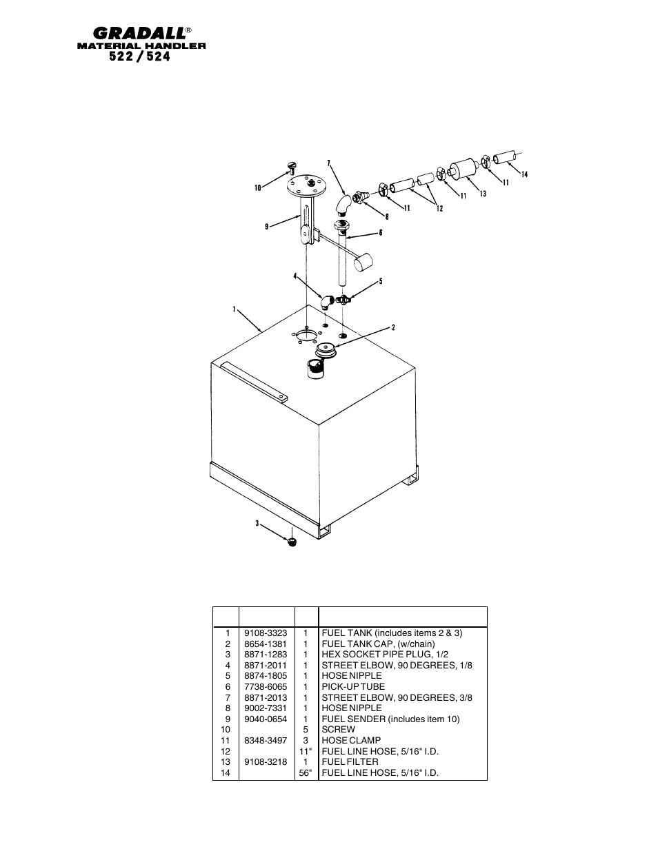 Engine & attaching parts fuel tank& lines | Gradall 524 Parts Manual User Manual | Page 72 / 312