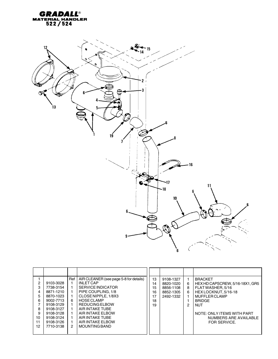 Engine & attaching parts air cleaner piping | Gradall 524 Parts Manual User Manual | Page 77 / 312
