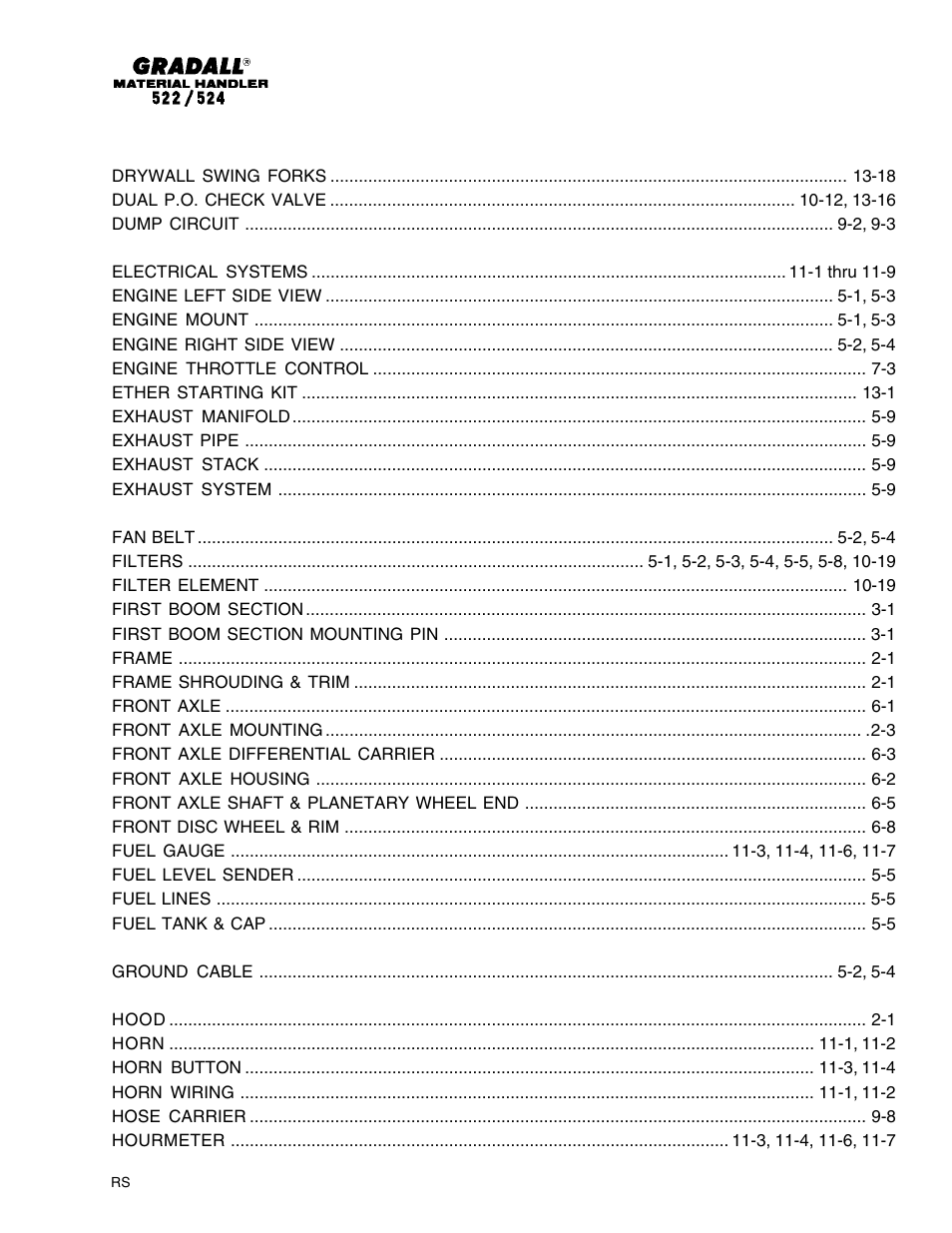Gradall 524 Parts Manual User Manual | Page 8 / 312