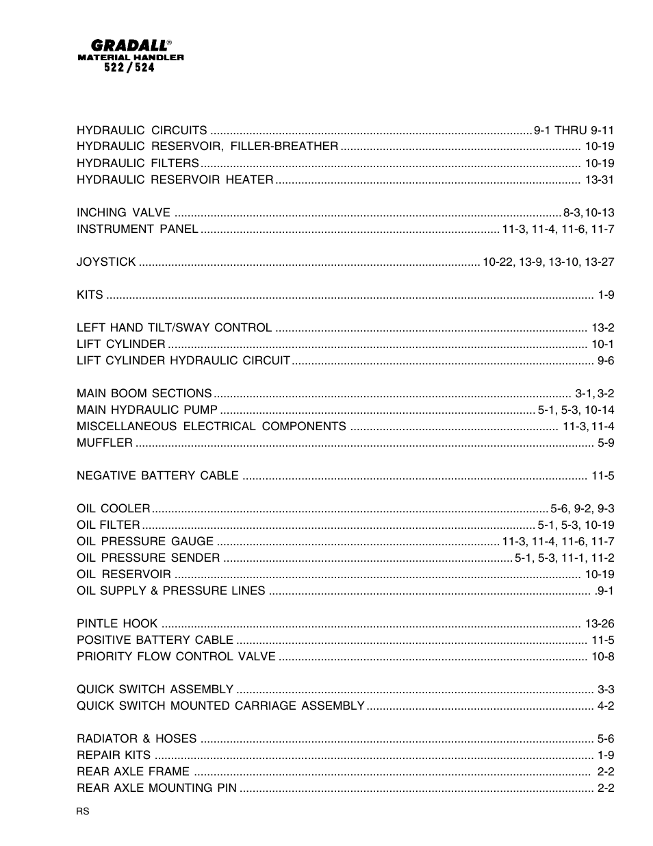 Gradall 524 Parts Manual User Manual | Page 9 / 312