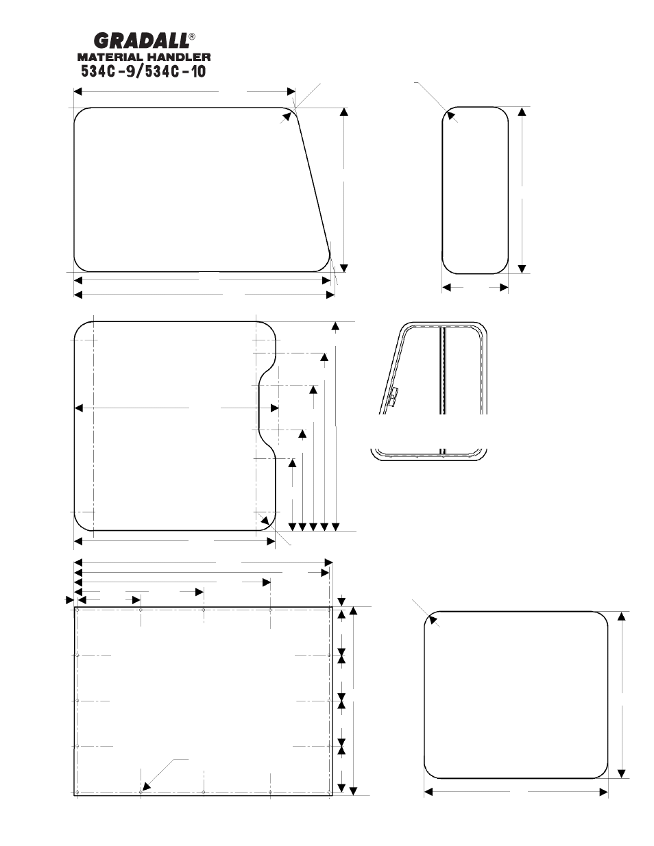 Chassis & attaching parts cab glass | Gradall 534C-10 Parts Manual User Manual | Page 38 / 255