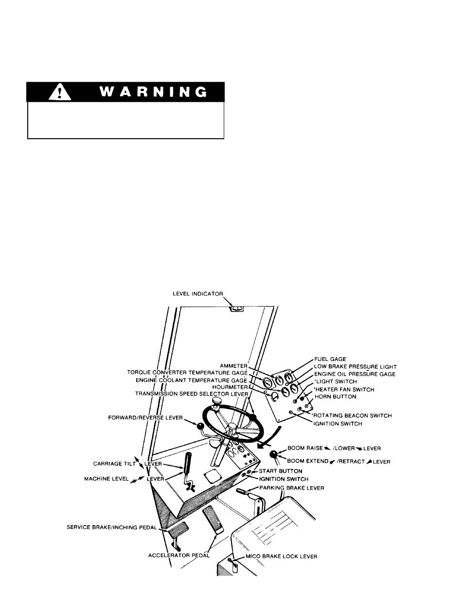 Operator's cab, Control and instrument identification, Operator’s cab | Gradall 534B (9103-1148) Operation Manual User Manual | Page 6 / 24