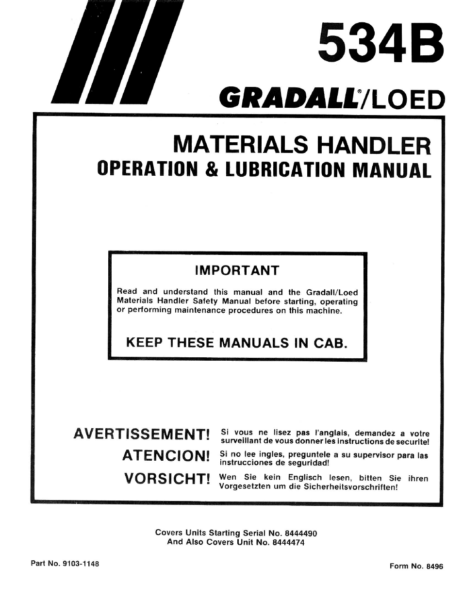 Gradall 534B (9020-7317) Service Manual User Manual | Page 5 / 244