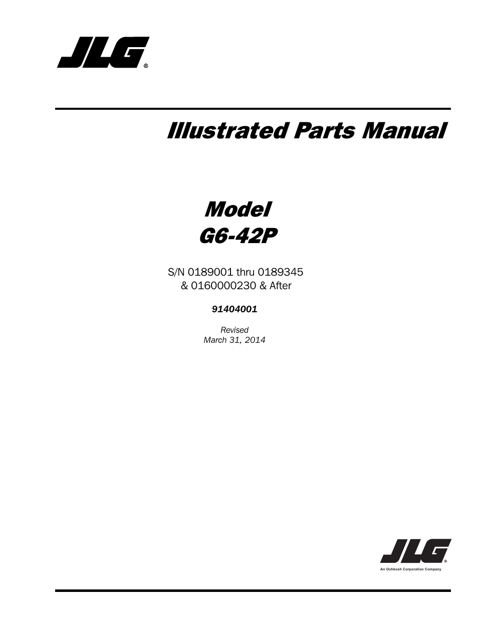 JLG G6-42P Parts Manual User Manual | 556 pages