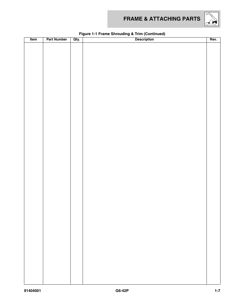 Frame & attaching parts | JLG G6-42P Parts Manual User Manual | Page 17 / 556