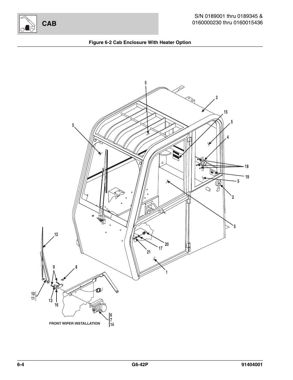 Figure 6-2 cab enclosure with heater option, Cab enclosure with heater option -4 | JLG G6-42P Parts Manual User Manual | Page 212 / 556